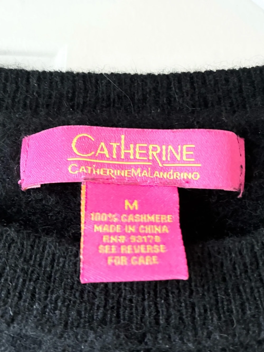 Catherine Malandrino Cashmere Crewneck Sweater Long Sleeves Black Size M
